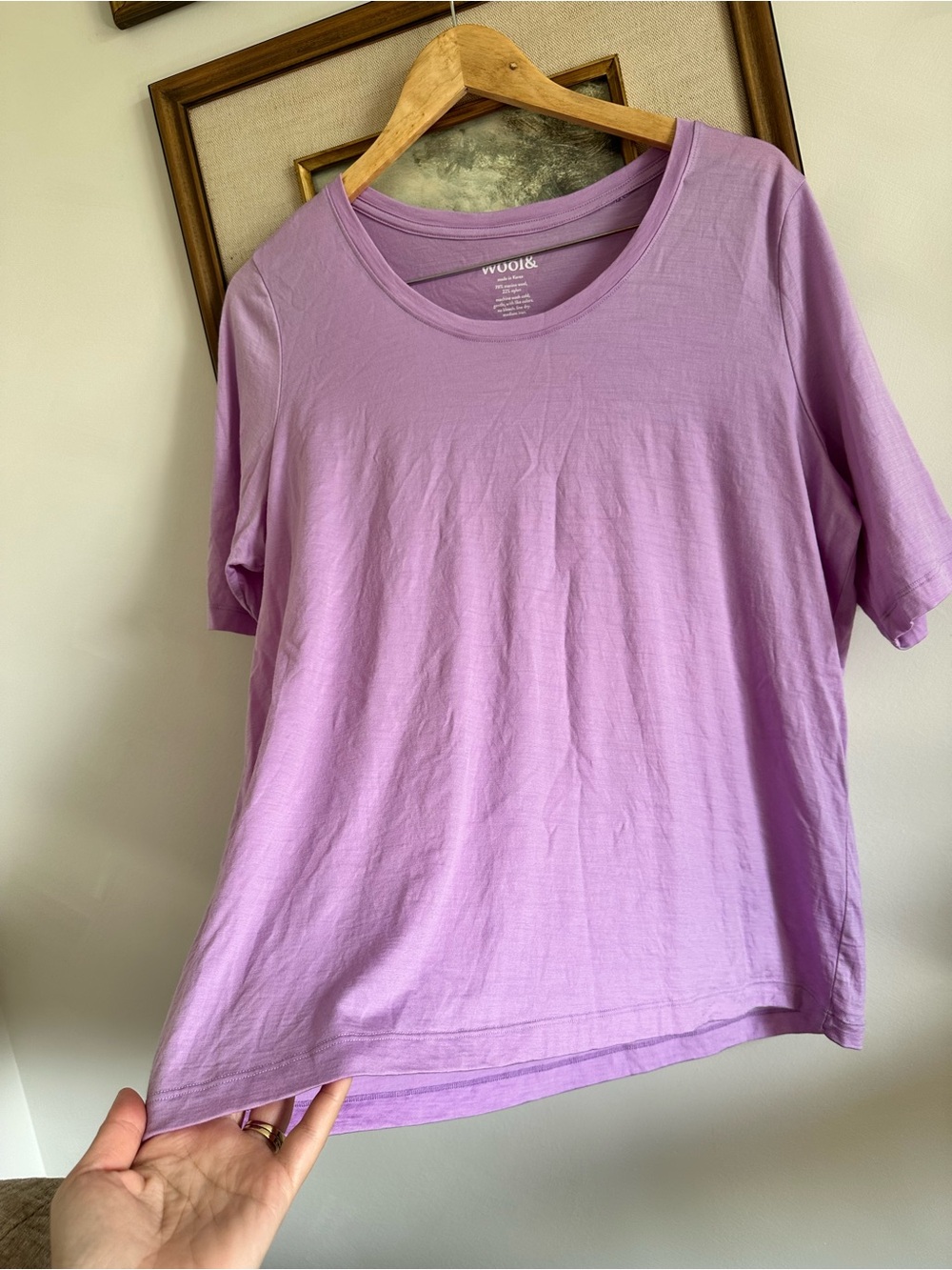wool& Celine Merino Wool Signature Elbow Sleeve Tee - Wild Orchid sz 1X - Picture 4 of 8